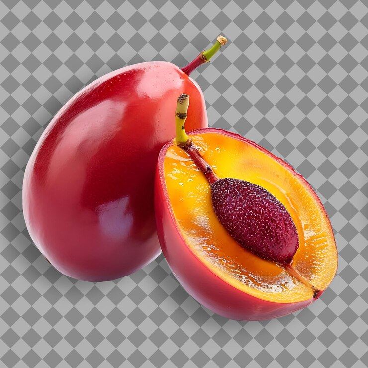PSD fruta de tamarillo de forma oblonga y color rojo o amarillo objeto aislado sobre un fondo limpio