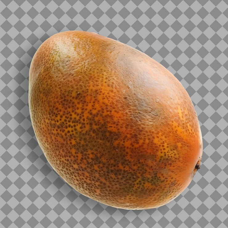 PSD fruta de zapote de forma redonda u ovalada y objeto aislado de color verde o marrón sobre un fondo limpio