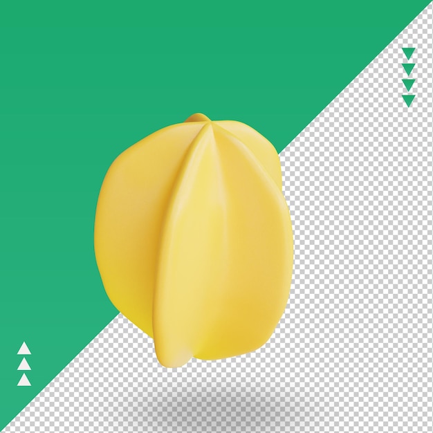 Frutas 3d carambola representación vista derecha