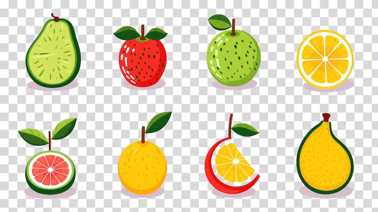 PSD frutas aisladas en la ilustración de vector de fondo transparente