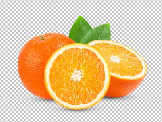 Frutas cítricas laranja isoladas na camada alfa