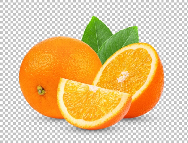Frutas cítricas laranja isoladas na camada alfa