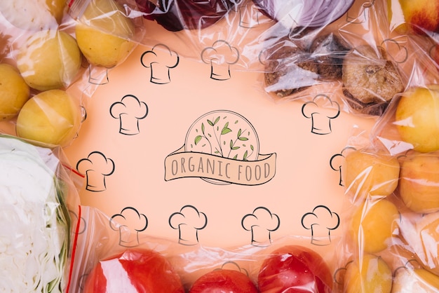 Frutas em sacos reutilizáveis