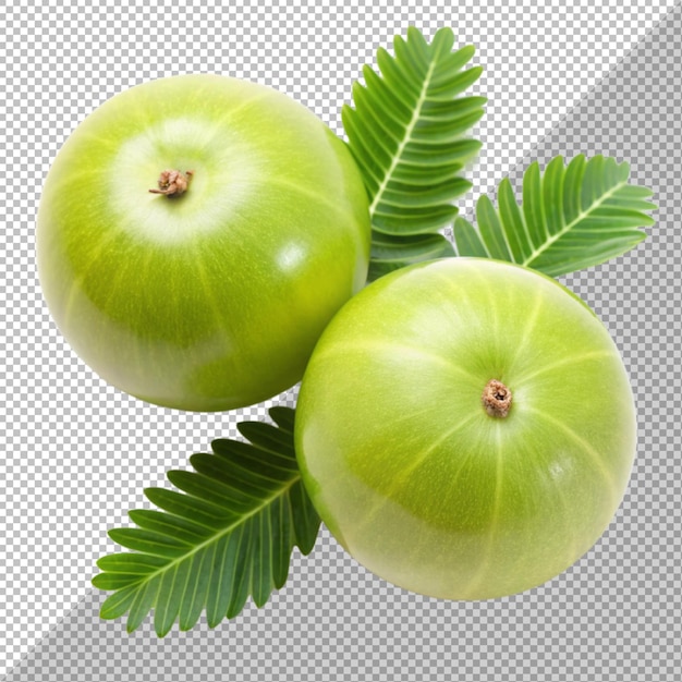 Frutas frescas de amla aisladas sobre un fondo transparente