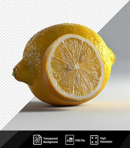 PSD frutas isoladas de limão em um fundo isolado com uma sombra escura no primeiro plano png psd