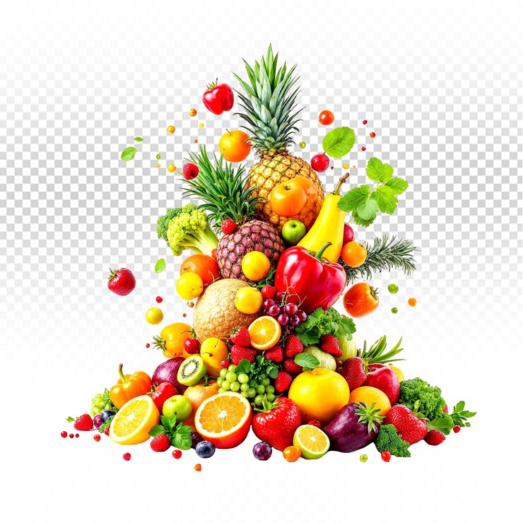 Frutas mixtas aisladas de fondo transparente