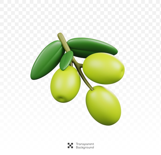 Frutas de oliva aisladas símbolos iconos y cultura de italia renderizado en 3d