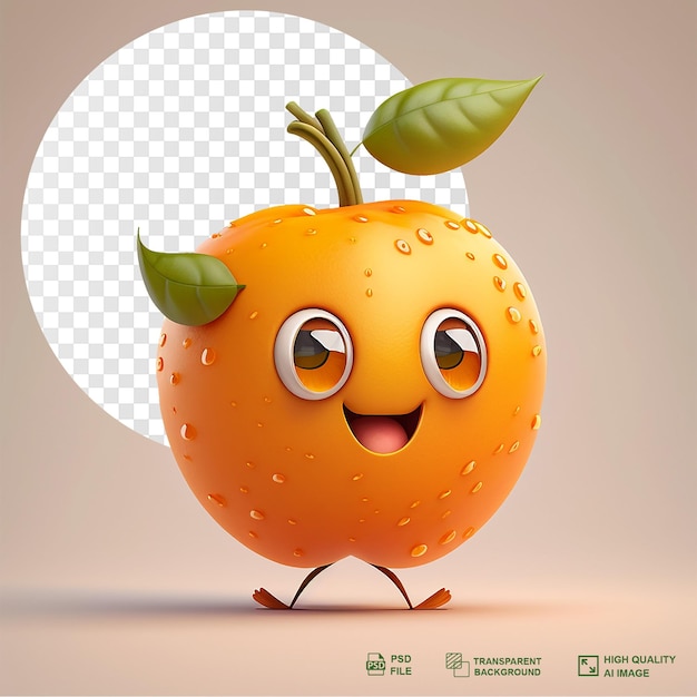 Frutas de personajes de dibujos animados con fondo transparente