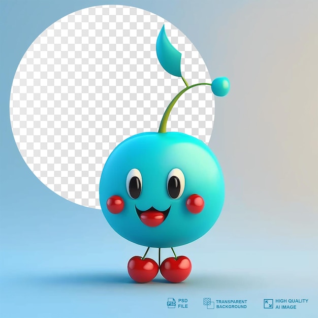 PSD frutas de personajes de dibujos animados con fondo transparente