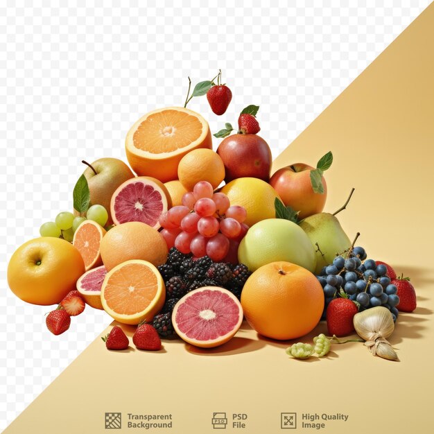 PSD frutas sobre un fondo transparente