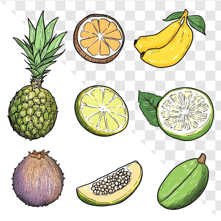 PSD frutas tropicales vibrantes un delicioso deleite de verano
