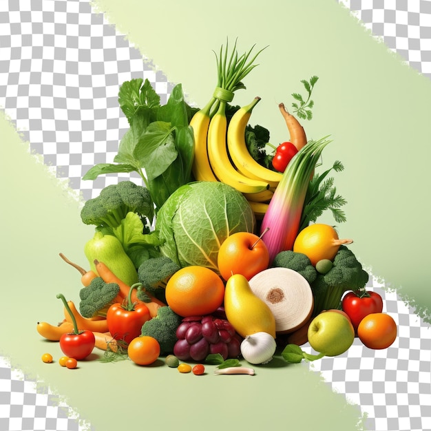 PSD frutas y verduras sobre un fondo transparente