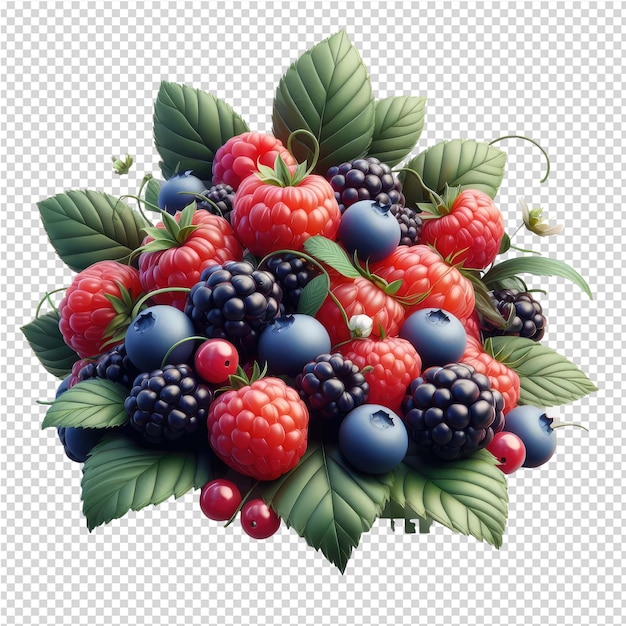 PSD frutas vermelhas 3d isoladas em uma tela png clara