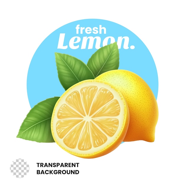 Fruto de limão fresco em fundo transparente