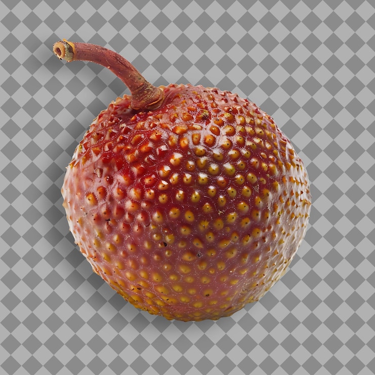 PSD fruto de pulasan com pequena forma redonda e objeto isolado de cor marrom ou vermelha em fundo limpo