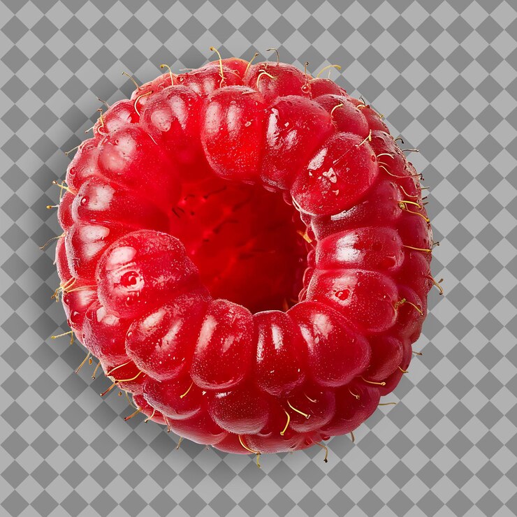 PSD fruto de frambuesa con pequeña forma redonda y color rojo dulce un objeto aislado en un fondo limpio