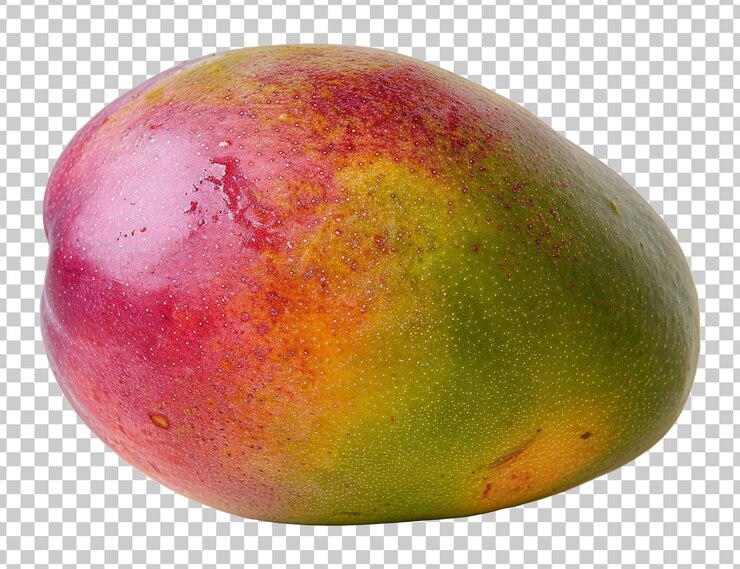 PSD fruto de mango maduro con rocío aislado sobre un fondo transparente