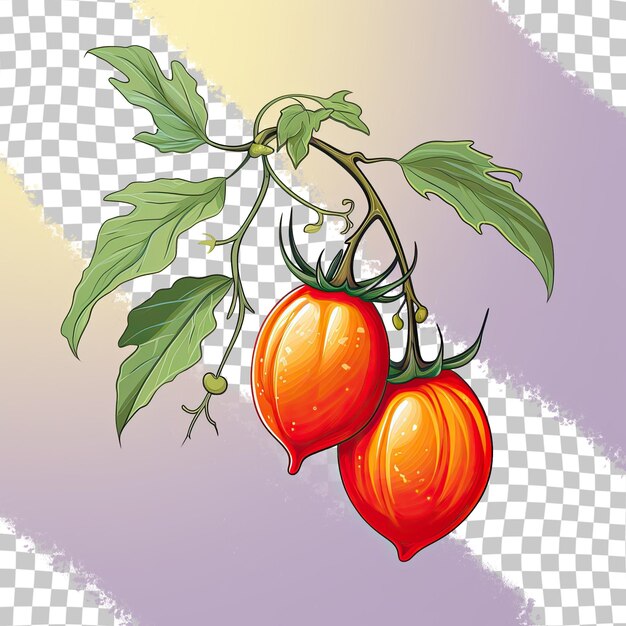 PSD fruto de tomate de árbol exótico nativo de américa del sur y central con forma de huevo dorado o rojo aislado contra un fondo transparente