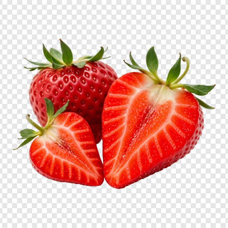 PSD frutos de morango frescos isolados sobre um fundo transparente
