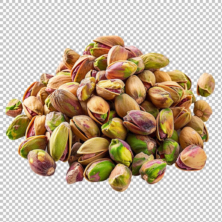 PSD frutos de pistacho crudos aislados en blanco