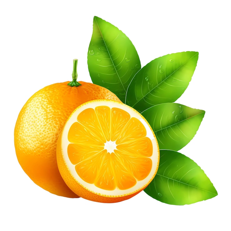 PSD frutta arancione isolato su sfondo bianco ad alta risoluzione