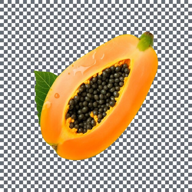 Frutta di papaya fresca isolata su sfondo trasparente
