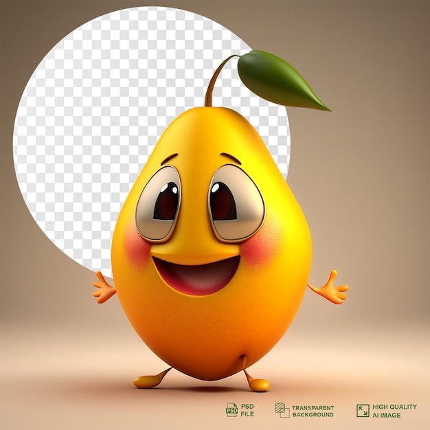 Frutta di personaggio dei cartoni animati con sfondo trasparente
