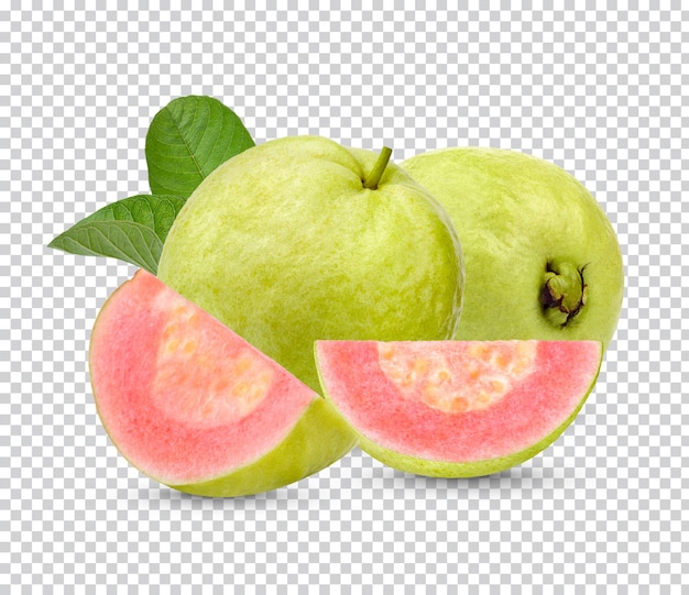 Frutta fresca di guava con foglie isolate