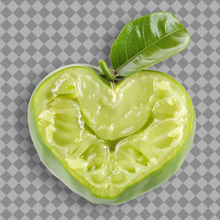 PSD frutto atemoya a forma rotonda o a forma di cuore e di colore verde frutto isolato su sfondo pulito