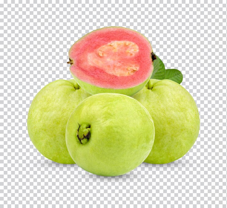PSD frutto di guava fresco con foglie isolate psd premium