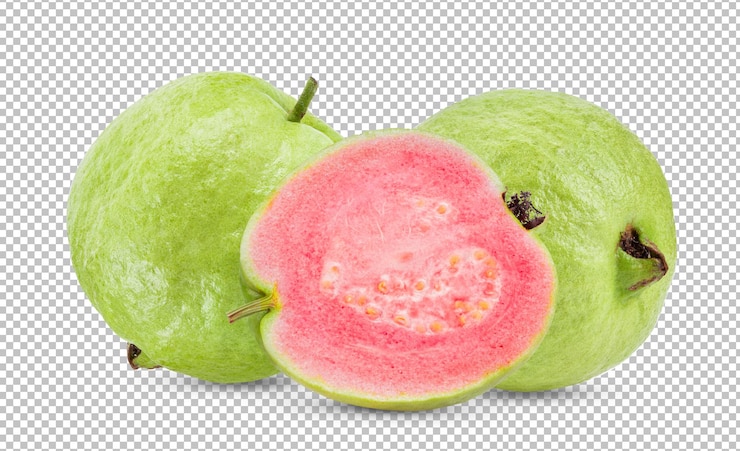 PSD frutto di guava rosa isolato su strato alfa