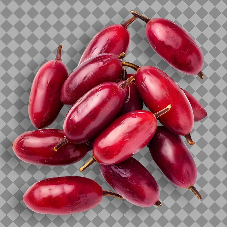 PSD frutto di mirtillo con piccola forma allungata e colore rosso tart oggetto isolato su sfondo pulito