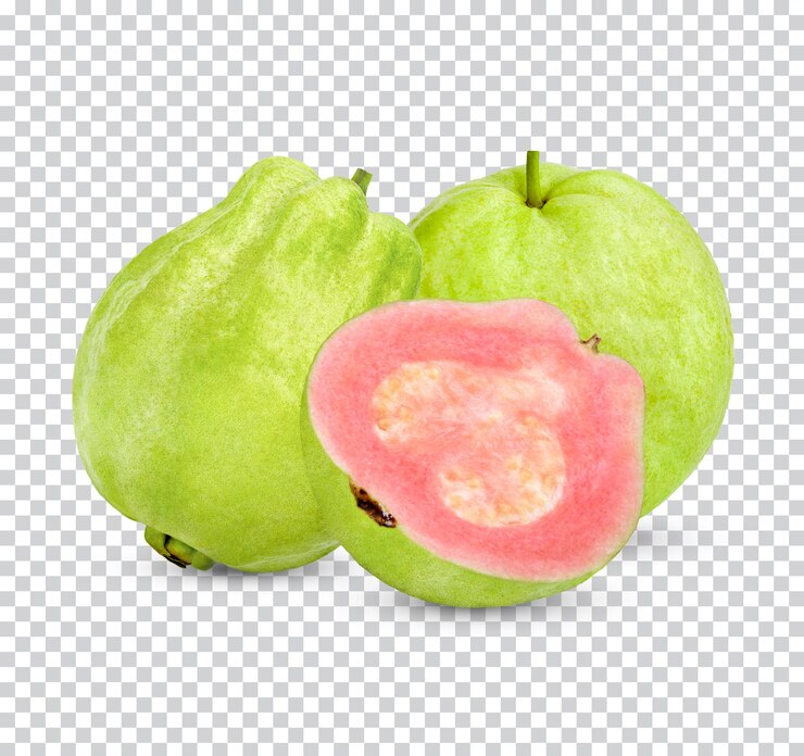 PSD frutto guava fresco con foglie isolate