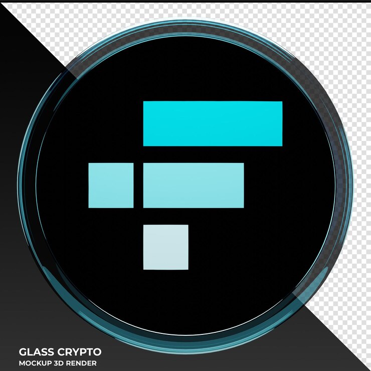 PSD ftx-token ftt-glas-kryptomünze 3d-illustration