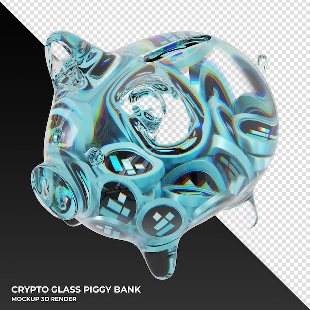 PSD ftx token ftt glass alcancía con crypto monedas ilustración 3d