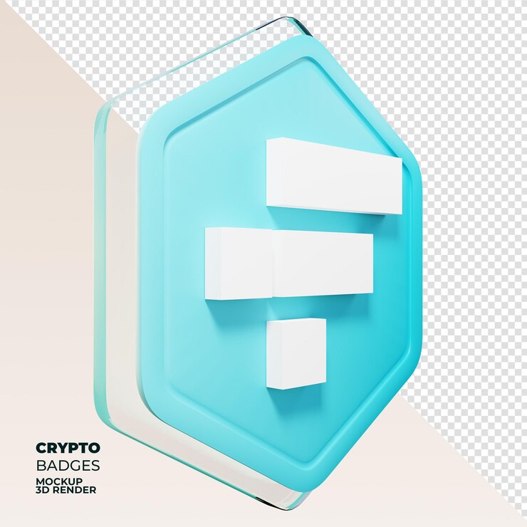 PSD ftx token ftt insignia vista izquierda moneda de renderizado 3d