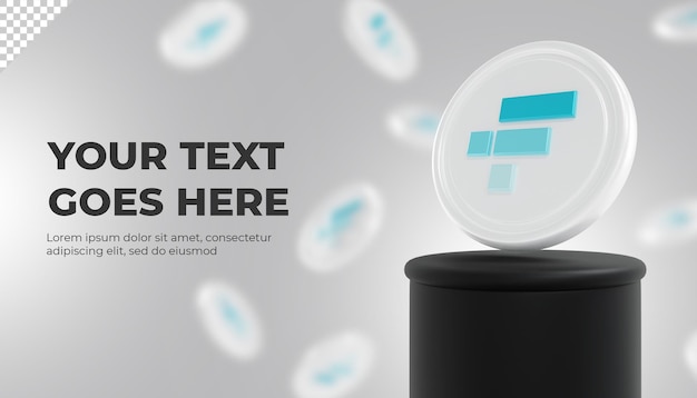 FTX-Token-Kryptomünze 3D-Rendering