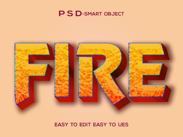 Fuego 3d texto y ilustración psd