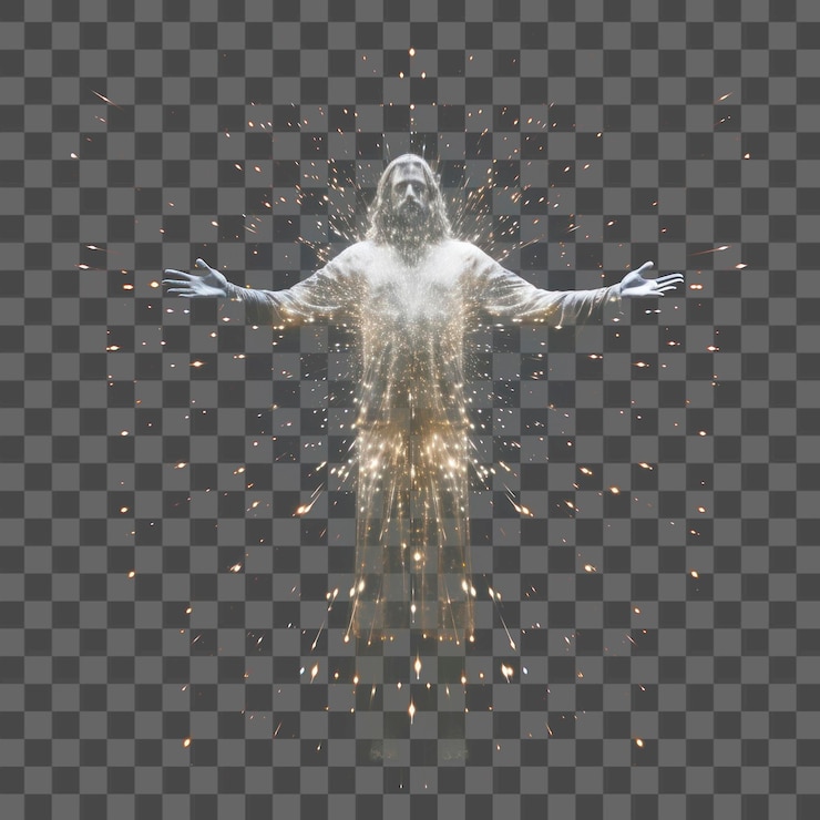 PSD un fuego de artificio de fotografía de luz transparente de jesús