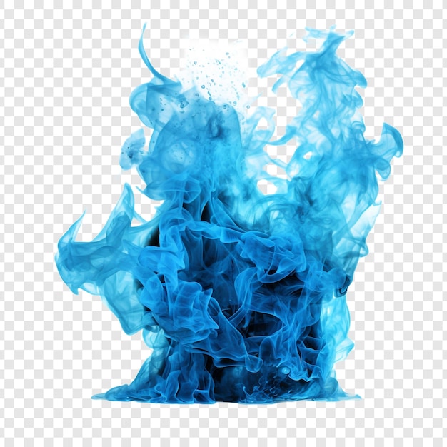 Fuego azul aislado en un fondo transparente