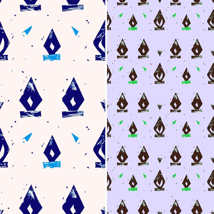 PSD fuego de campamento con silueta de tronco y diseño rústico con diseños de patrones vectoriales de ilustración triangular