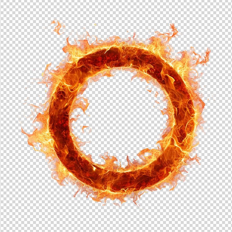 PSD fuego circular aislado en blanco