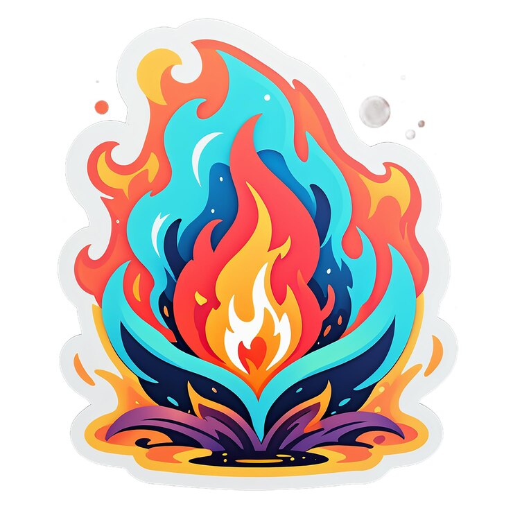 PSD un fuego colorido con la palabra fuego en él