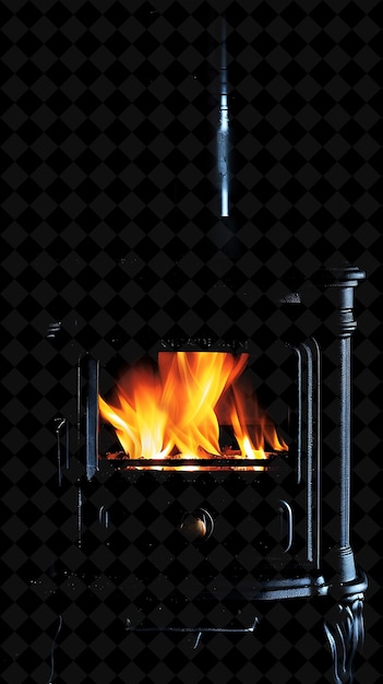 PSD fuego de estufa de leña png con llamas clásicas y tradicionales efecto de textura de neón colección y2k
