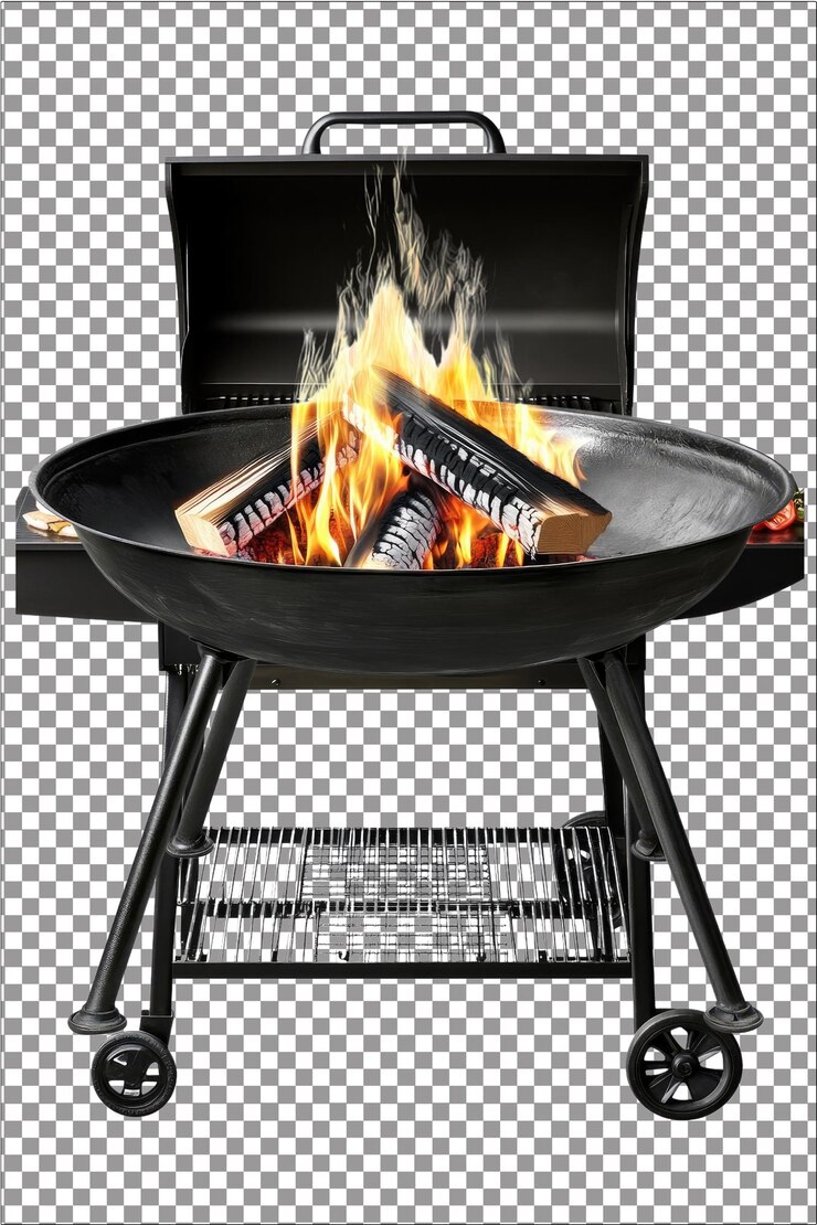 Fuego genial para cocinar y asar al aire libre hiperrealista aislado blanco plano transparente Ba