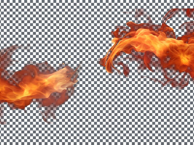 PSD fuego y humo particulares aislados sobre un fondo transparente