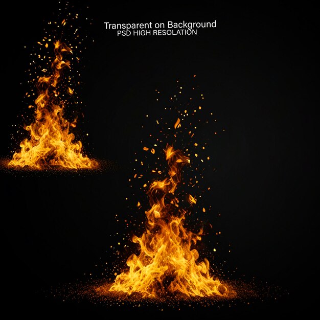 Un fuego con la palabra fuego en él en un fondo transparente