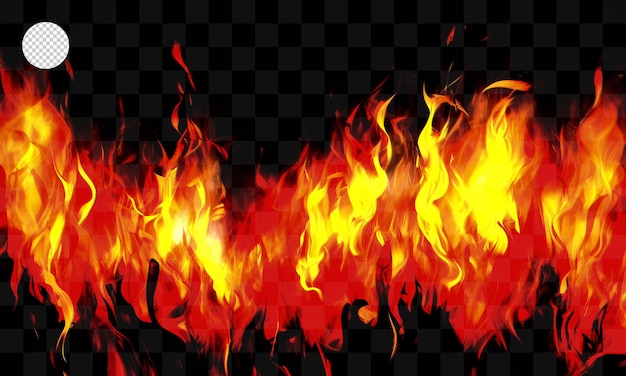 Fuego con la palabra fuego en un fondo transparente