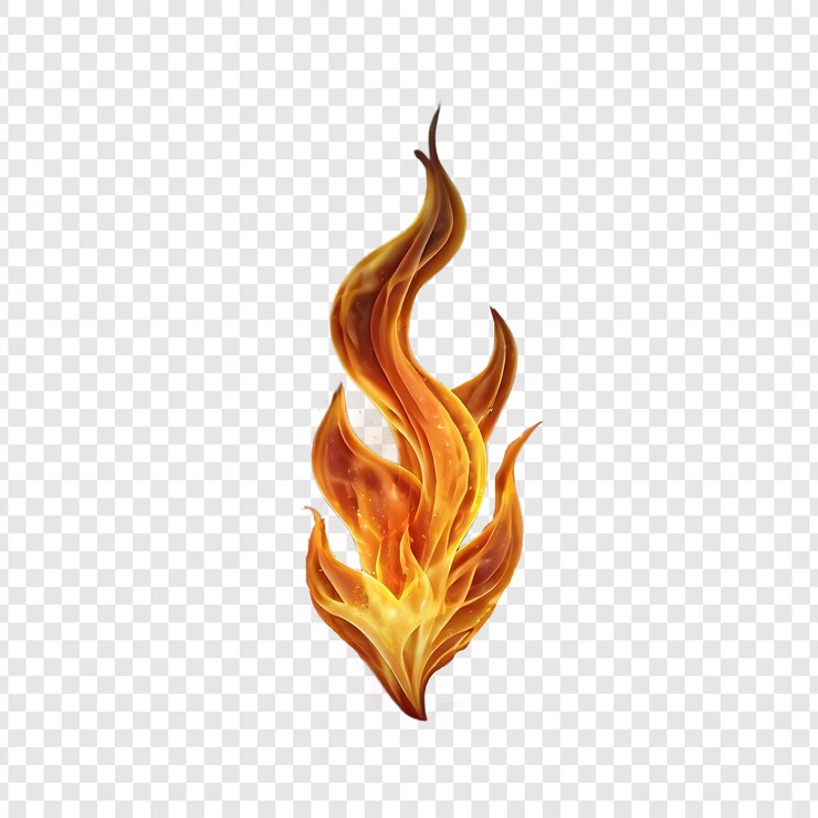 PSD fuego realista aislado en un fondo transparente