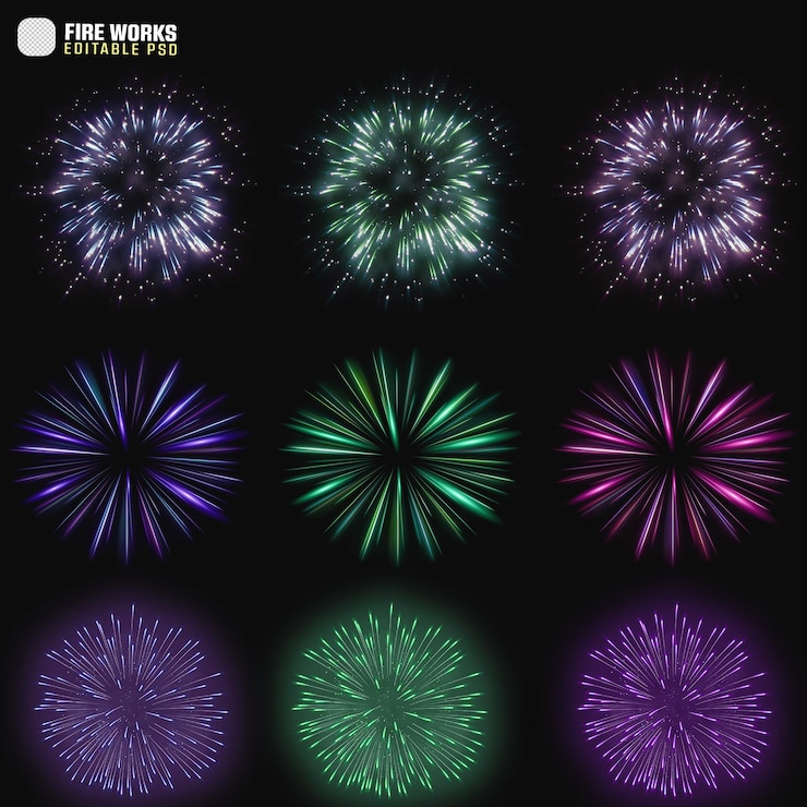 Fuegos artificiales para celebrar el Año Nuevo Fuegos artificiosos PNG Fondo transparente